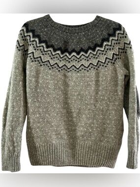 Fjallraven Ovik Knit Sweater Women's Large Gray Wool Fair Isle Insulating 89941